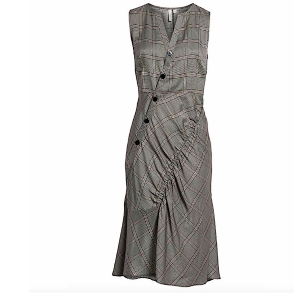 Lewit sleeveless plaid midi dress